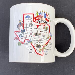 Map of‎ Texas White Coffee Mug